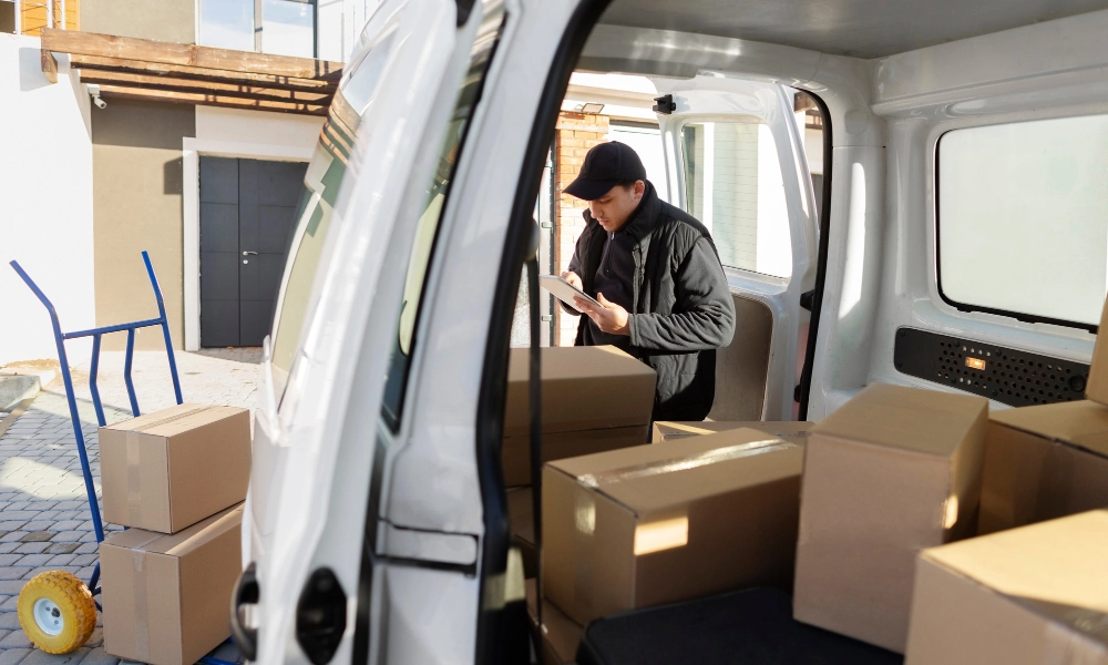 Paquetes en una van